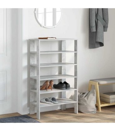 vidaXL Shoe Rack Concrete Oak 61x32x105 cm Engineered Wood