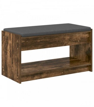vidaXL Hall Bench with Cushion with Shelf Smoked Oak 83 x 38 x 45 cm