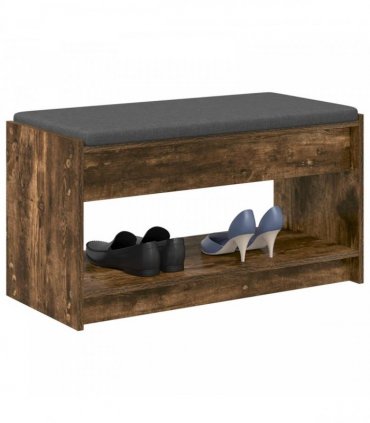 vidaXL Hall Bench with Cushion with Shelf Smoked Oak 83 x 38 x 45 cm