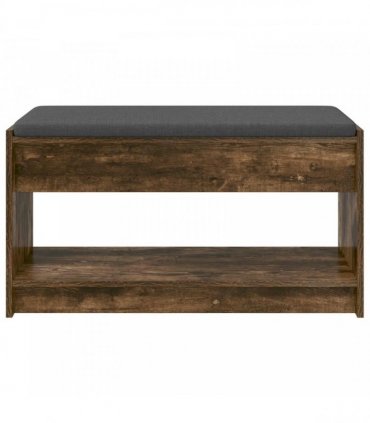vidaXL Hall Bench with Cushion with Shelf Smoked Oak 83 x 38 x 45 cm