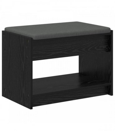 vidaXL Hall Bench Black Oak 63 x 38 x 45 cm Engineered Wood and Fabric