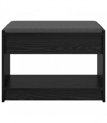 vidaXL Hall Bench Black Oak 63 x 38 x 45 cm Engineered Wood and Fabric