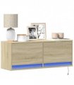 vidaXL TV Wall Cabinet with LED Lights Sonoma Oak 100x31x35 cm