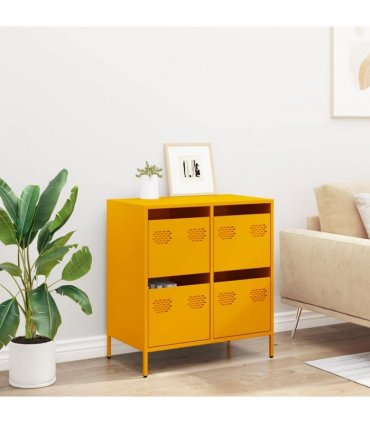 vidaXL Sideboard Mustard Yellow 68x39x73.5 cm Cold-rolled Steel