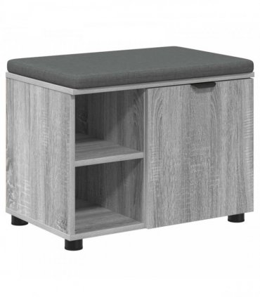 vidaXL Hall Bench with Cushion with Shelf Grey Sonoma 60 x 38 x 46 cm