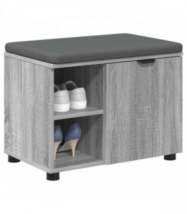 vidaXL Hall Bench with Cushion with Shelf Grey Sonoma 60 x 38 x 46 cm