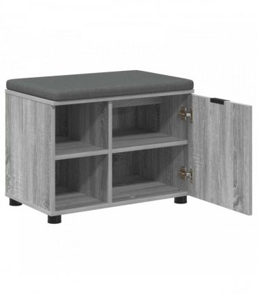 vidaXL Hall Bench with Cushion with Shelf Grey Sonoma 60 x 38 x 46 cm