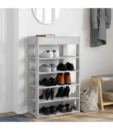 vidaXL Shoe Rack Concrete Grey 60x30x98 cm Engineered Wood