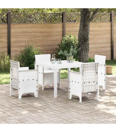 vidaXL Garden Table White 100 x 100 x 73 cm Poly Rattan