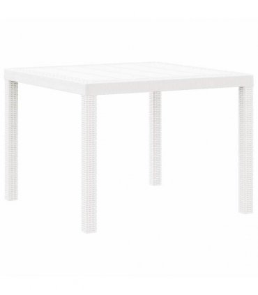 vidaXL Garden Table White 100 x 100 x 73 cm Poly Rattan