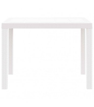 vidaXL Garden Table White 100 x 100 x 73 cm Poly Rattan
