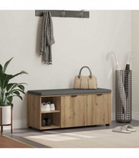 vidaXL Hall Bench with Cushion with Shelf Artisan Oak 100 x 38 x 46 cm