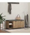vidaXL Hall Bench with Cushion with Shelf Artisan Oak 100 x 38 x 46 cm