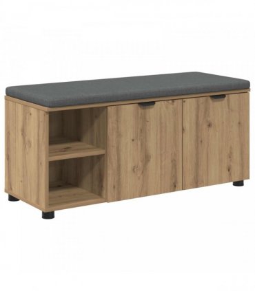 vidaXL Hall Bench with Cushion with Shelf Artisan Oak 100 x 38 x 46 cm