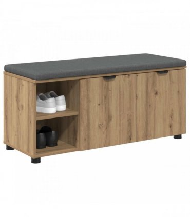 vidaXL Hall Bench with Cushion with Shelf Artisan Oak 100 x 38 x 46 cm