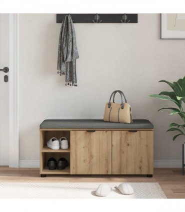 vidaXL Hall Bench with Cushion with Shelf Artisan Oak 100 x 38 x 46 cm