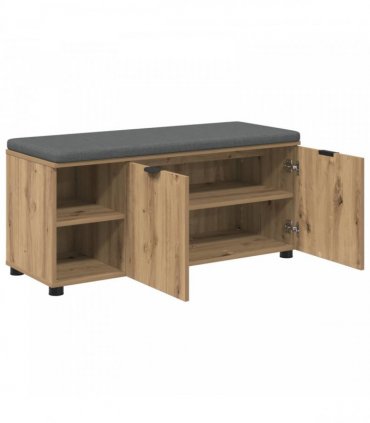 vidaXL Hall Bench with Cushion with Shelf Artisan Oak 100 x 38 x 46 cm