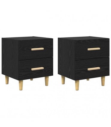 vidaXL Bed Cabinet 2 pcs Black Oak 40 x 35 x 47.5cm Engineered Wood