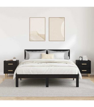 vidaXL Bed Cabinet 2 pcs Black Oak 40 x 35 x 47.5cm Engineered Wood
