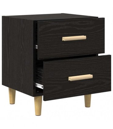 vidaXL Bed Cabinet 2 pcs Black Oak 40 x 35 x 47.5cm Engineered Wood