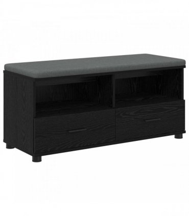 vidaXL Hall Bench with Cushion with Drawer Black Oak 100 x 38 x 46 cm
