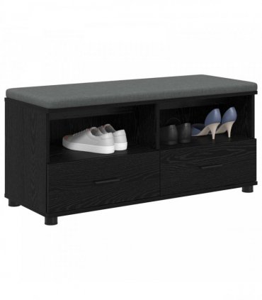 vidaXL Hall Bench with Cushion with Drawer Black Oak 100 x 38 x 46 cm