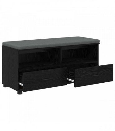 vidaXL Hall Bench with Cushion with Drawer Black Oak 100 x 38 x 46 cm