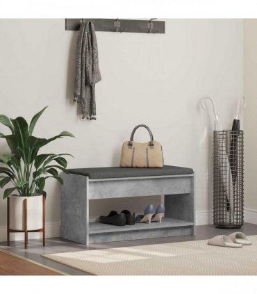 vidaXL Hall Bench with Cushion Concrete Grey 83 x 38 x 45 cm