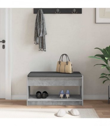 vidaXL Hall Bench with Cushion Concrete Grey 83 x 38 x 45 cm