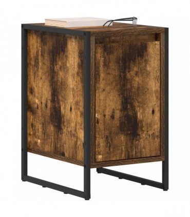 vidaXL Bedside Table Smoke Oak 39.5 x 30 x 50 cm Engineered Wood