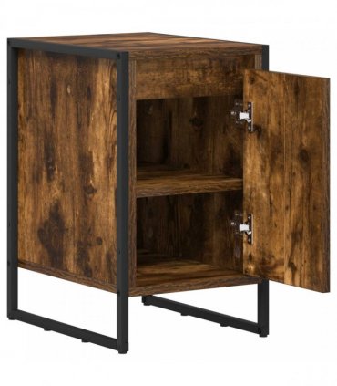 vidaXL Bedside Table Smoke Oak 39.5 x 30 x 50 cm Engineered Wood