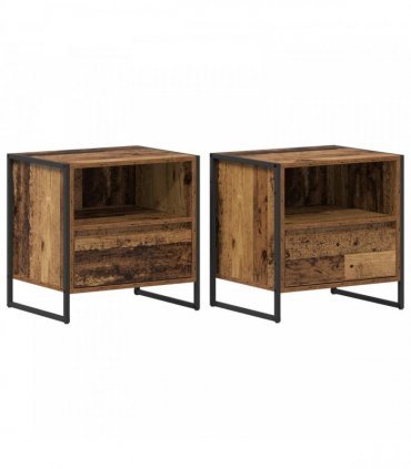vidaXL Bedside Table 2 pcs Old Wood 50 x 39.5 x 50 cm Engineered Wood