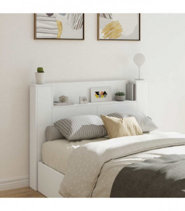vidaXL Headboard Cabinet with LED White 140 x 16.5 x 103.5 cm