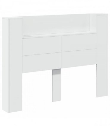 vidaXL Headboard Cabinet with LED White 140 x 16.5 x 103.5 cm