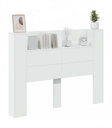 vidaXL Headboard Cabinet with LED White 140 x 16.5 x 103.5 cm