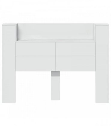 vidaXL Headboard Cabinet with LED White 140 x 16.5 x 103.5 cm