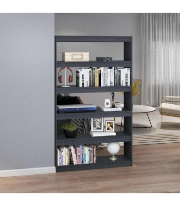 vidaXL Book Cabinet/Room Divider Grey 100x30x167.5 cm Solid Pinewood