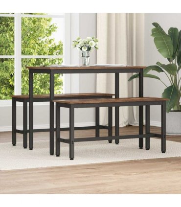 vidaXL Dining Bench 2 pcs Smoked Oak 100 x 32.5 x 48.5 cm