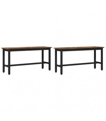 vidaXL Dining Bench 2 pcs Smoked Oak 100 x 32.5 x 48.5 cm