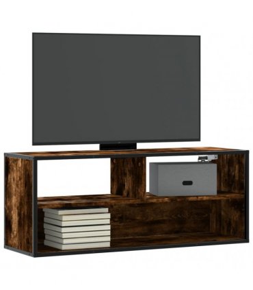 vidaXL TV Cabinet Smoked Oak 100x31x39.5 cm Engineered Wood and Metal