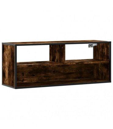 vidaXL TV Cabinet Smoked Oak 100x31x39.5 cm Engineered Wood and Metal