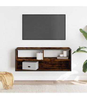 vidaXL TV Cabinet Smoked Oak 100x31x39.5 cm Engineered Wood and Metal