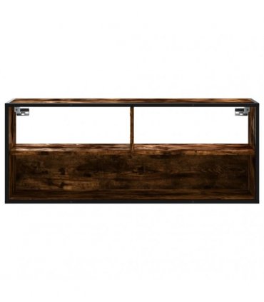 vidaXL TV Cabinet Smoked Oak 100x31x39.5 cm Engineered Wood and Metal