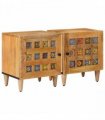 vidaXL Bedside Cabinet 2 pcs Natural 40 x 33 x 46 cm Solid Mango Wood
