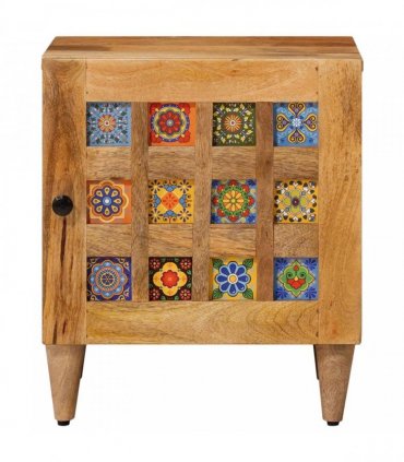 vidaXL Bedside Cabinet 2 pcs Natural 40 x 33 x 46 cm Solid Mango Wood
