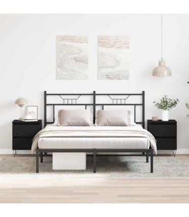 vidaXL Bedside Cabinet 2 pcs Black oak 40 x 35 x 50 cm Engineered wood