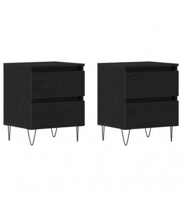 vidaXL Bedside Cabinet 2 pcs Black oak 40 x 35 x 50 cm Engineered wood