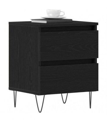 vidaXL Bedside Cabinet 2 pcs Black oak 40 x 35 x 50 cm Engineered wood