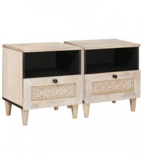 vidaXL Bedside Cabinet 2 pcs White 40 x 33 x 46 cm Engineered Wood