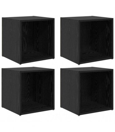 vidaXL TV Cabinet Set 4 pcs Black 37 x 35 x 37.5 cm Engineered Wood